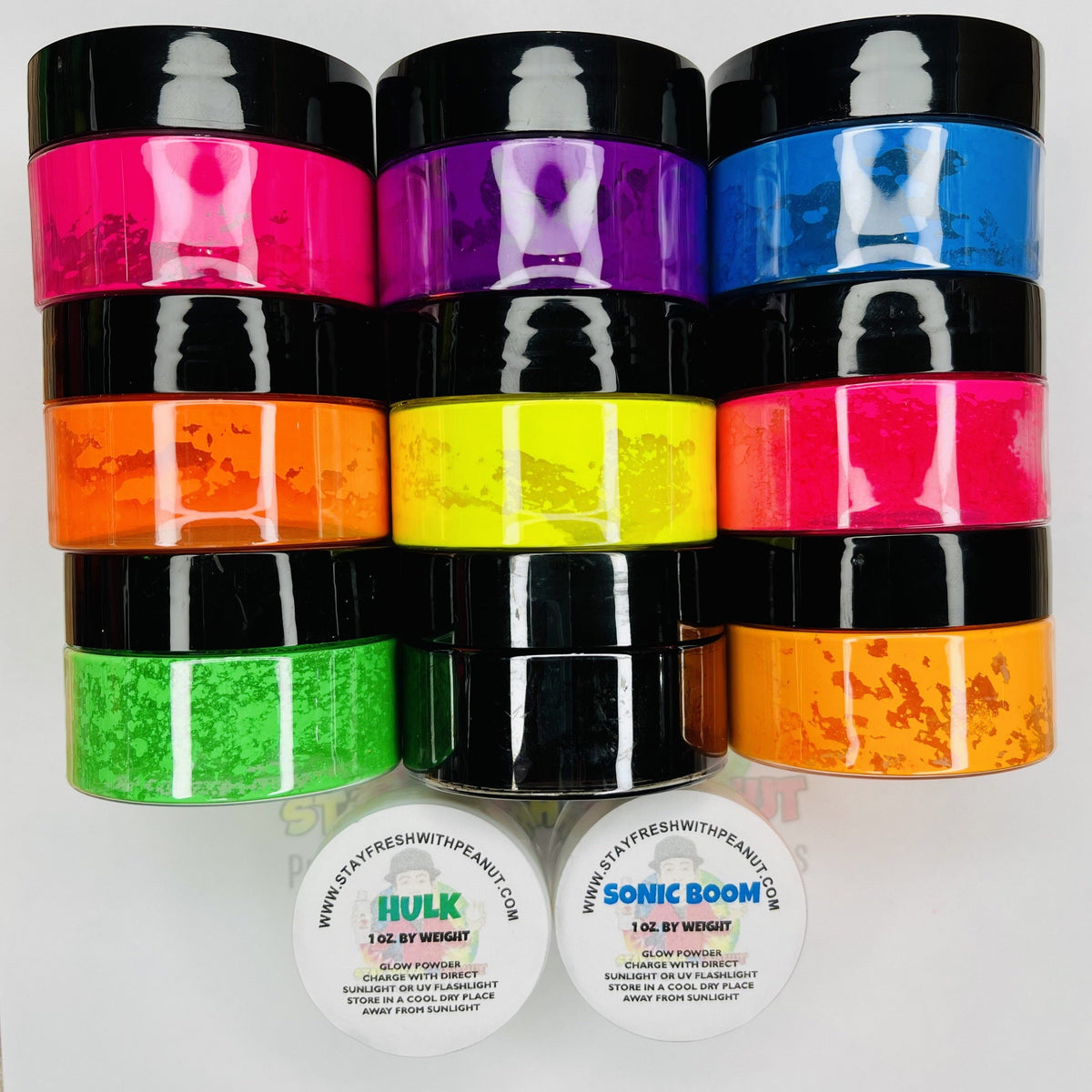 Neutral 5 Color Pack Glow in The Dark Pigment Powder - 12g Each, 60g Total